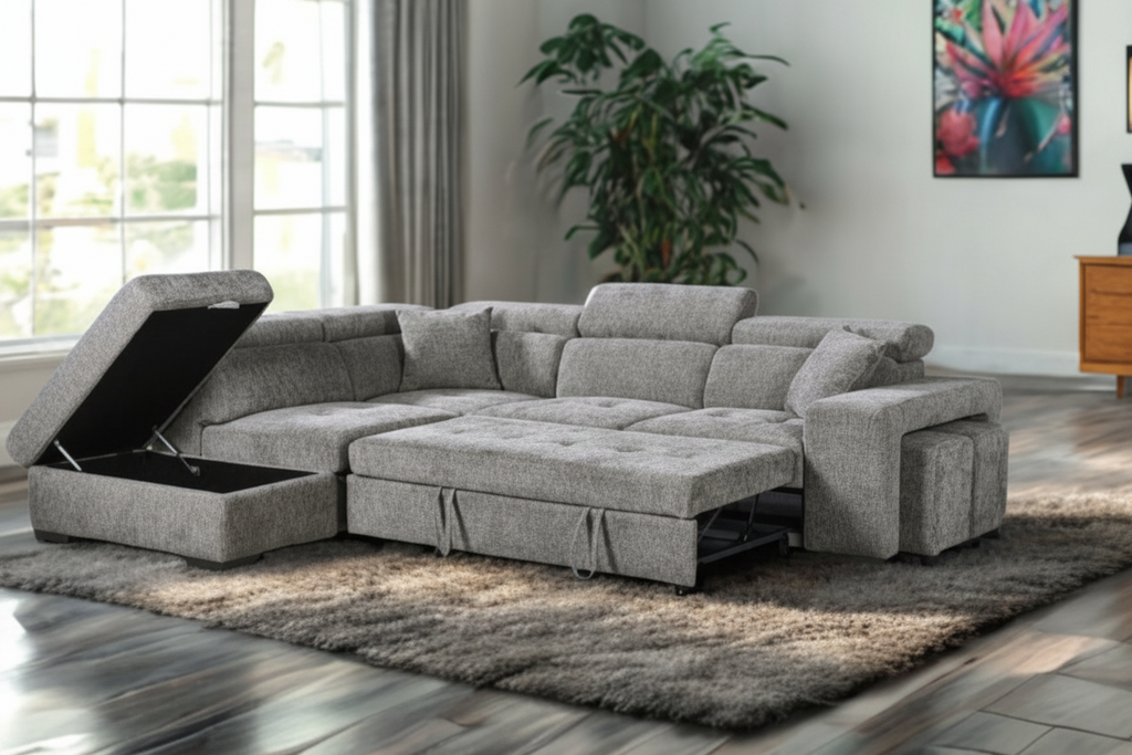 Grey sofa bed nick scali style