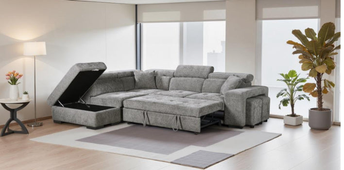 JAMIE Corner Sofabed with Storage Ottoman