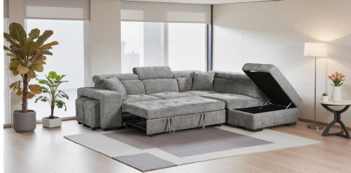 JAMIE Corner Sofabed with Storage Ottoman