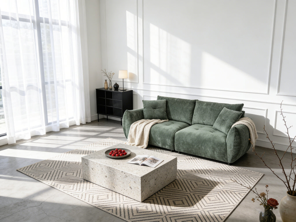 RUBY 3 Seat Modular Sofa - Embrace Chenille Fabric with Deep Comfort Seating