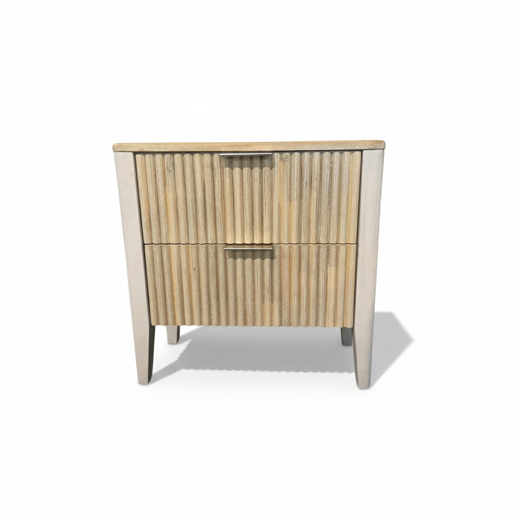 Nick Scali style wooden bedside drawer