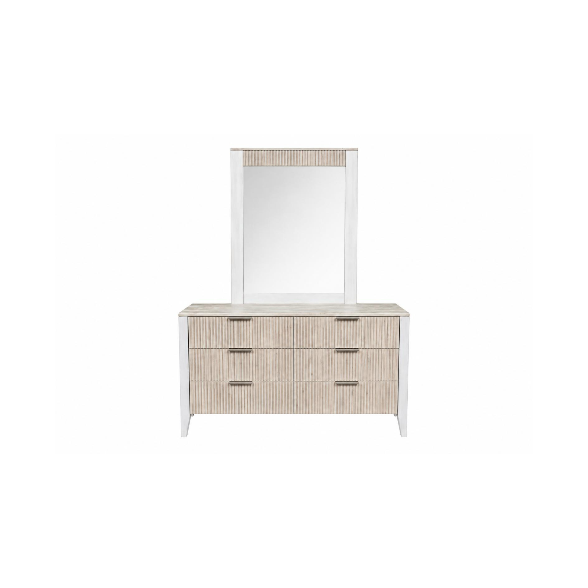 BEACH Dresser 6 Drawers + Mirror