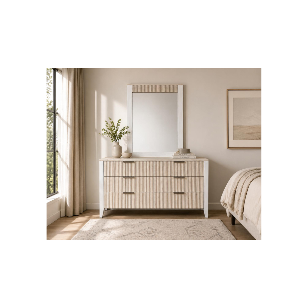 BEACH Dresser 6 Drawers + Mirror